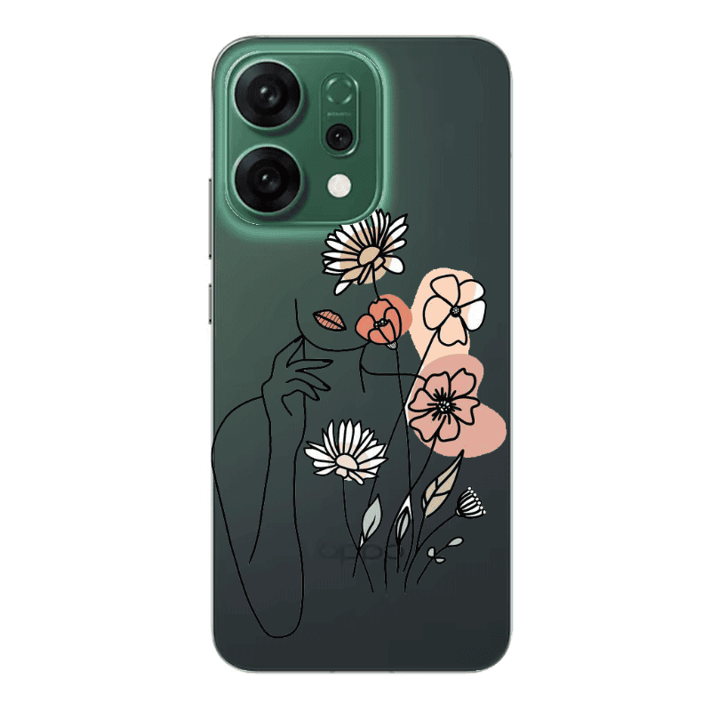 Oppo RENO 14 Lady with Flowers Transparent Silicone TPU Θήκη